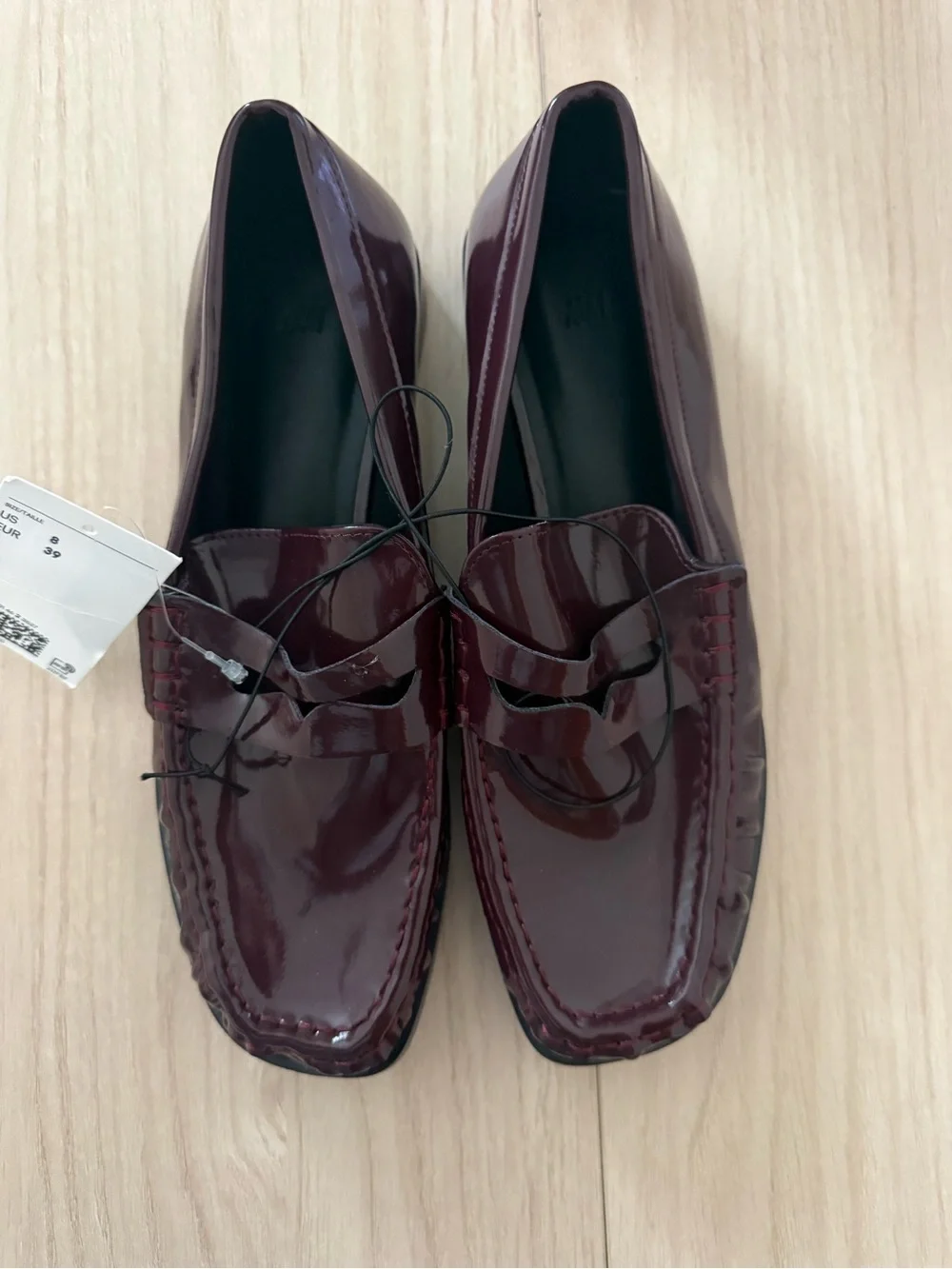 H&M Women's Patent Loafers in Deep Burgundy